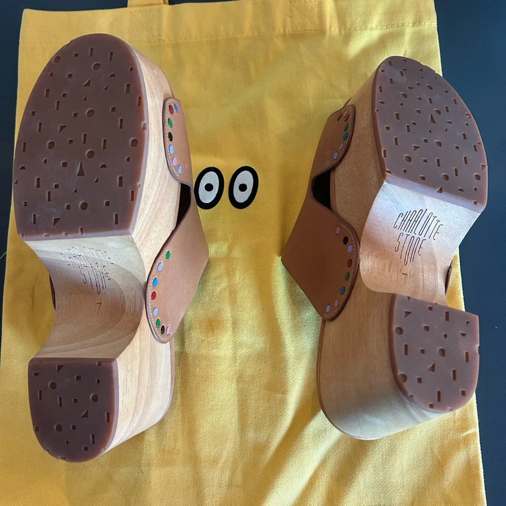 Charlotte Stone Tan Clog style Sandals - Picture 6 of 9